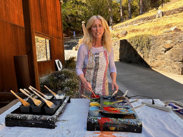 Margot Harford working in encaustic